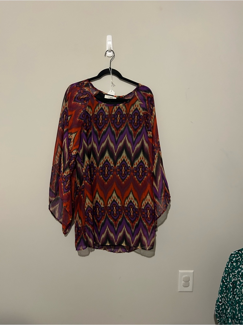 Umgee Purple & Orange Chevron-Print Sheer Tunic